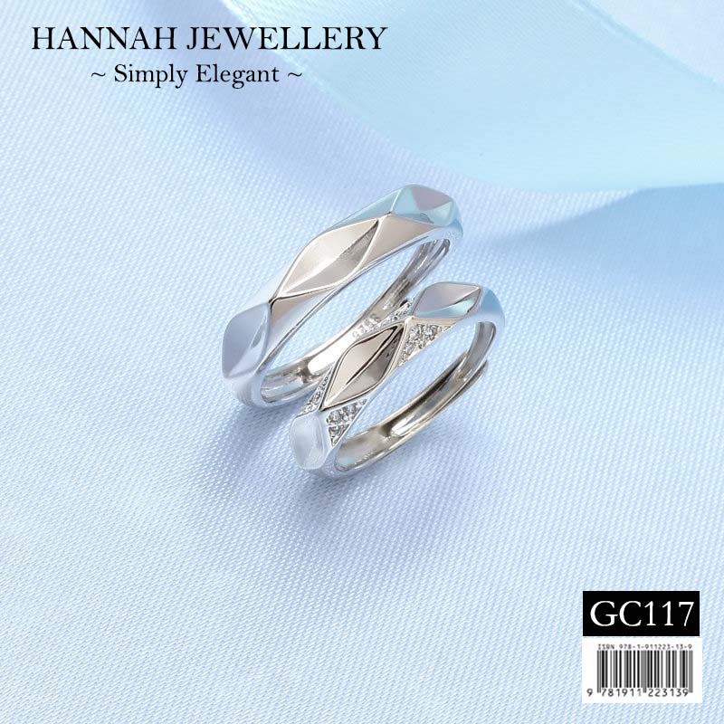 【GC117】Korean Geometric Faceted Couple Ring - Image 5