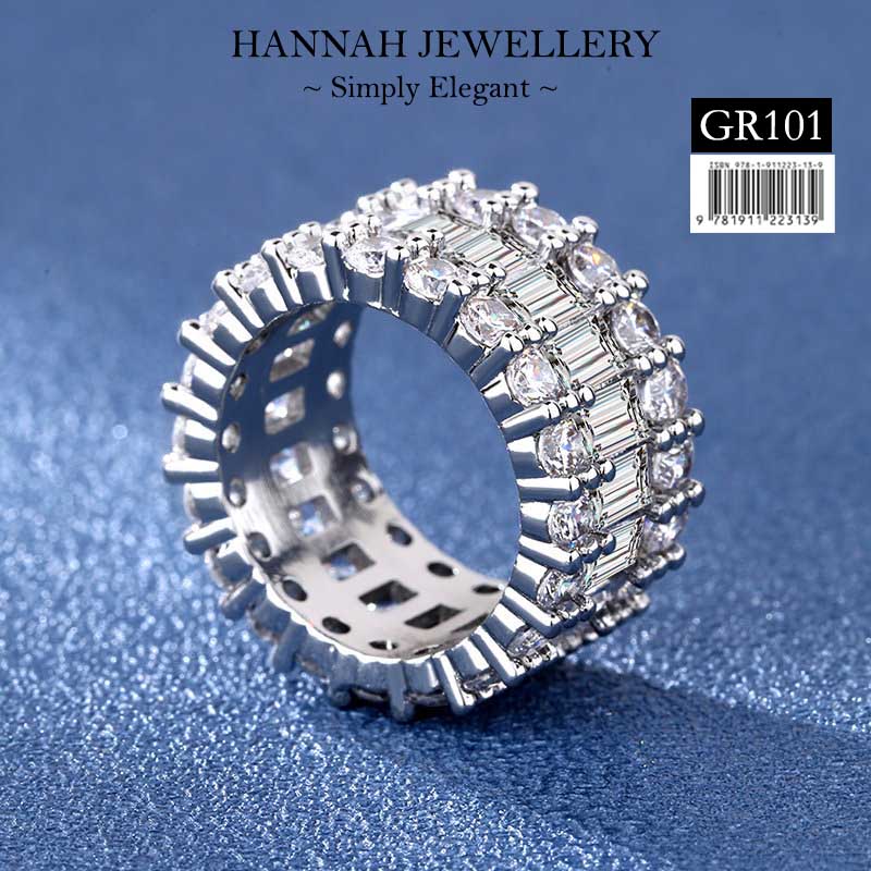 【GR101】Korean 3 LINES Diamond Rings (Size 6, 7,  8 & 9) - Image 3